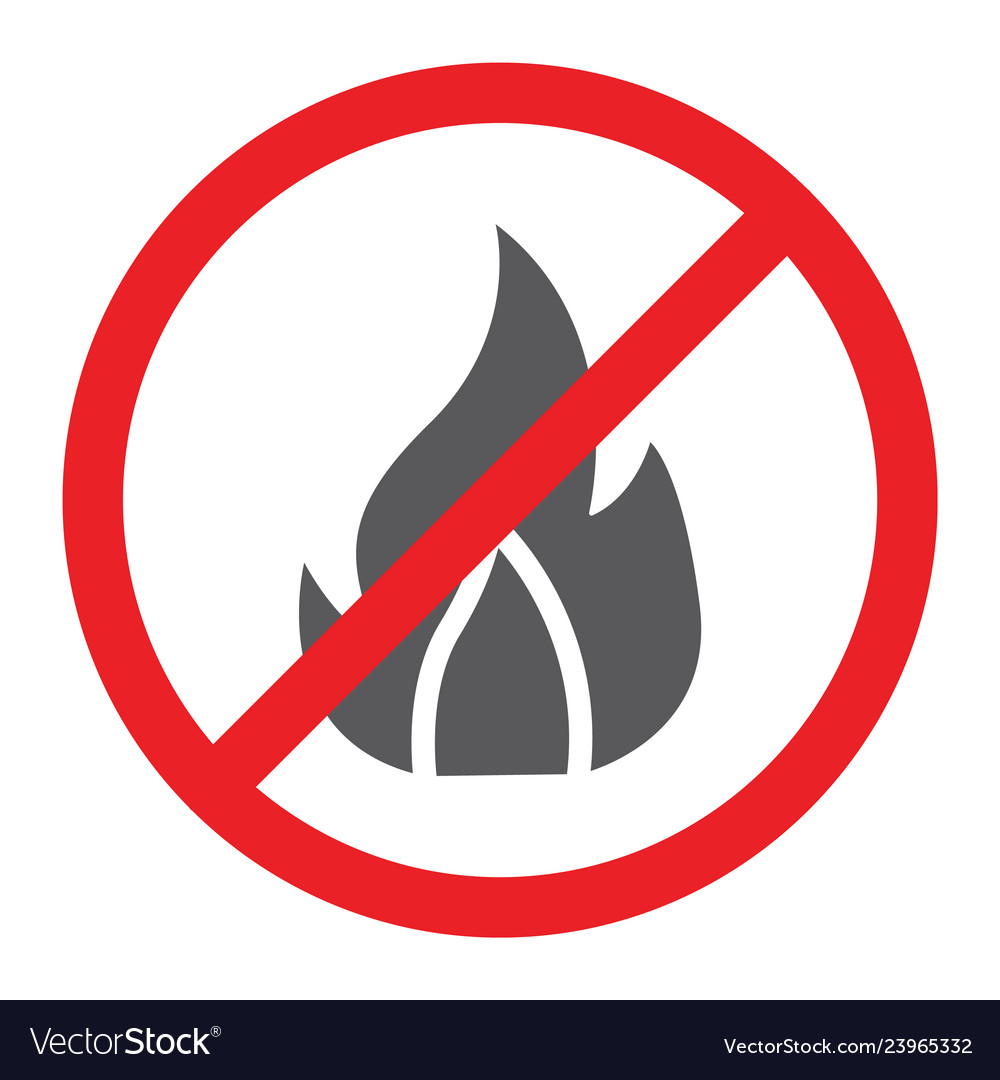 No Fire Glyph Icon Prohibited And Warning No Vector Image