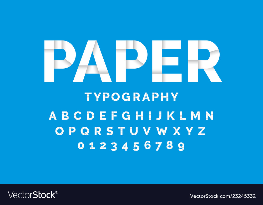 Paper font design alphabet letters and numbers