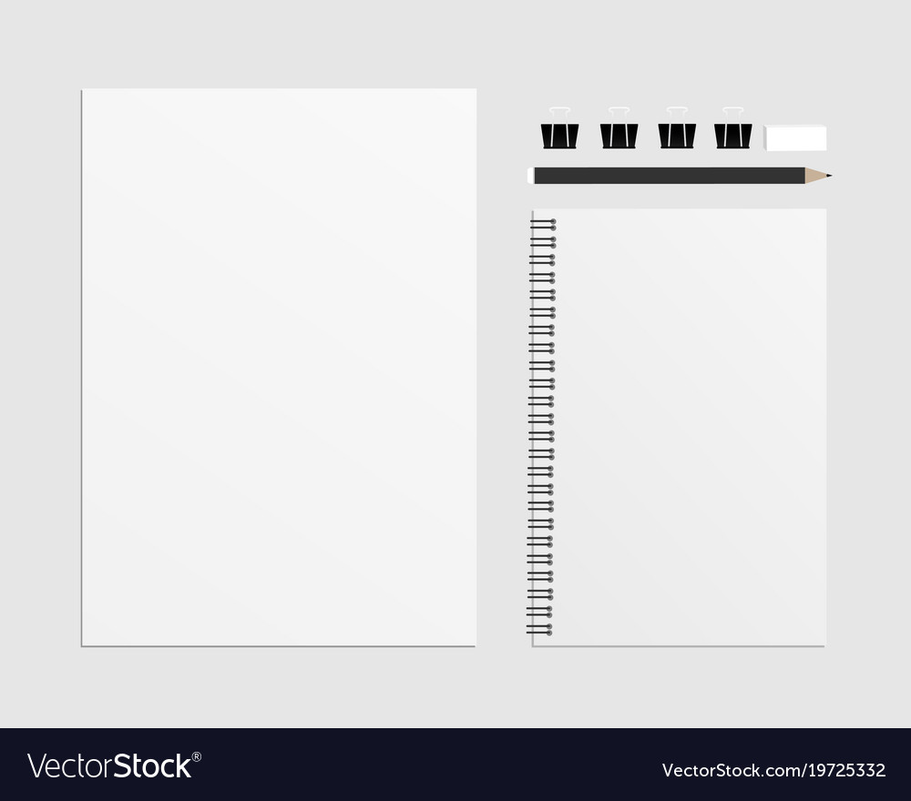 Set of blank include a4 notebooks pencils