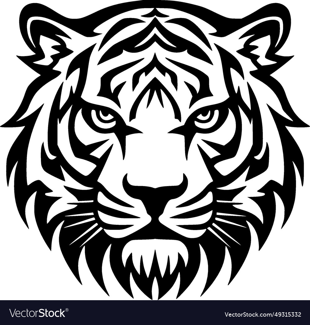 Tiger - black and white isolated icon Royalty Free Vector