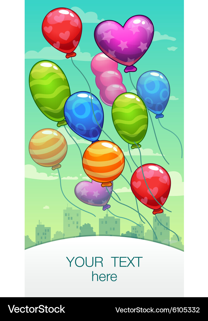 Vertical Banner With Cartoon Balloons Royalty Free Vector