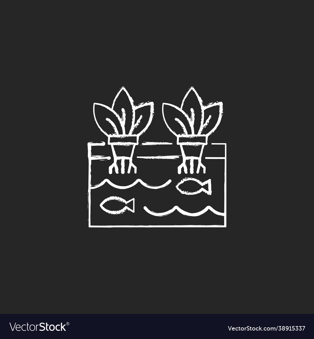 Aquaponics chalk white icon on dark background