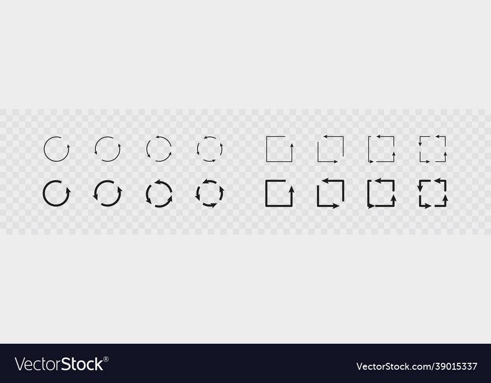 Arrow icon collection in a circle and square