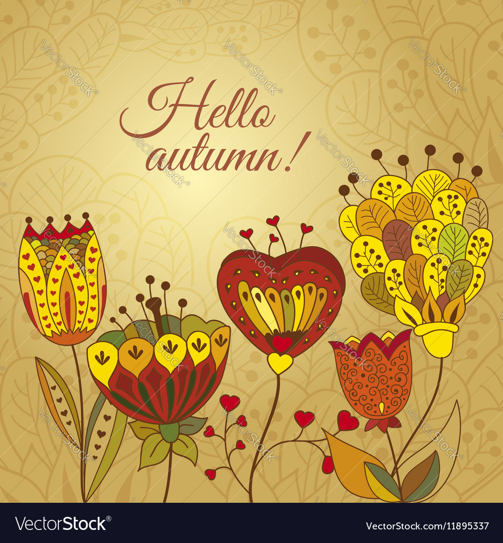 Autumn Floral Doodle Card