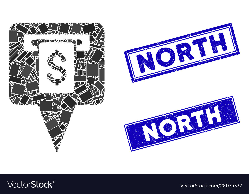 Cash machine map pointer mosaic and scratched vector image Cash machine map pointer mosaic and scratched