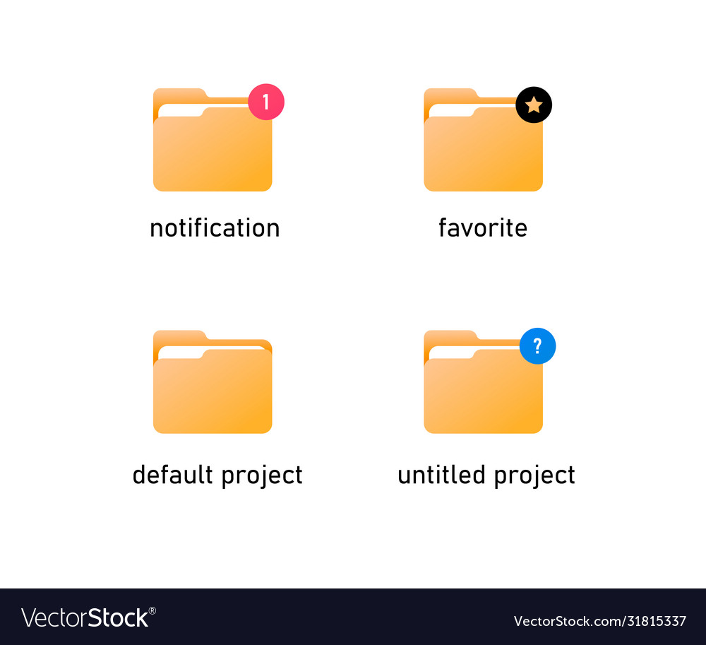 Folder icons in different statuses vector image Folder icons in different statuses