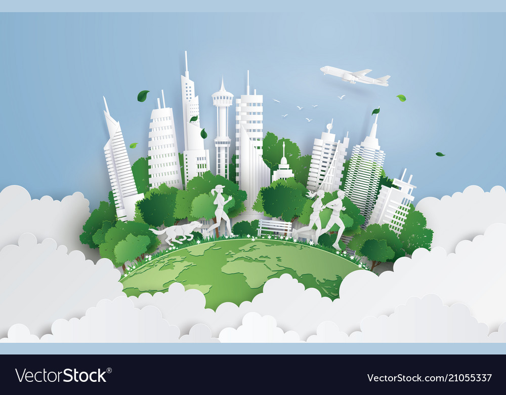 Green city on the sky