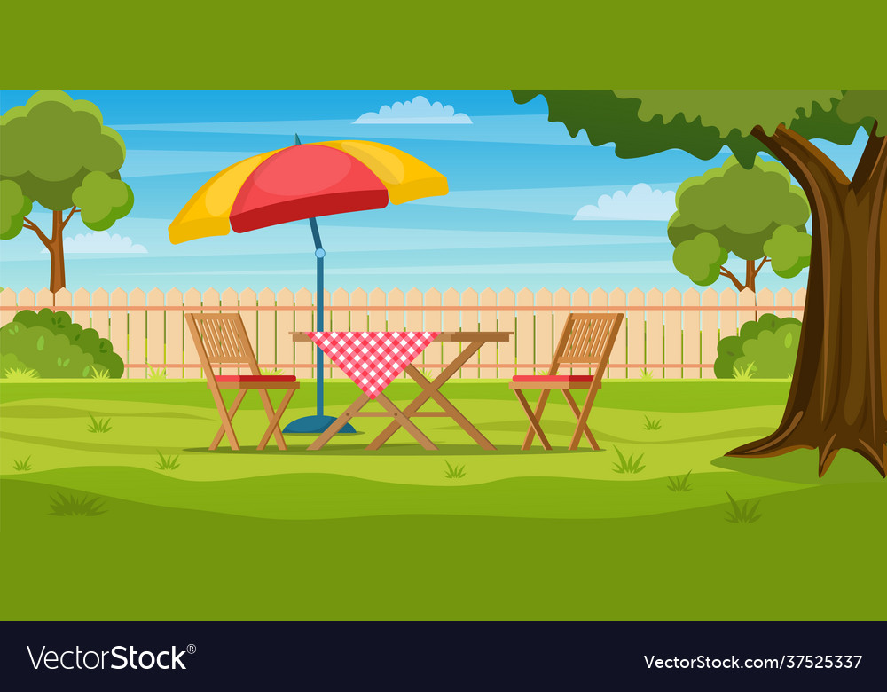 House backyard with green grass lawn Royalty Free Vector