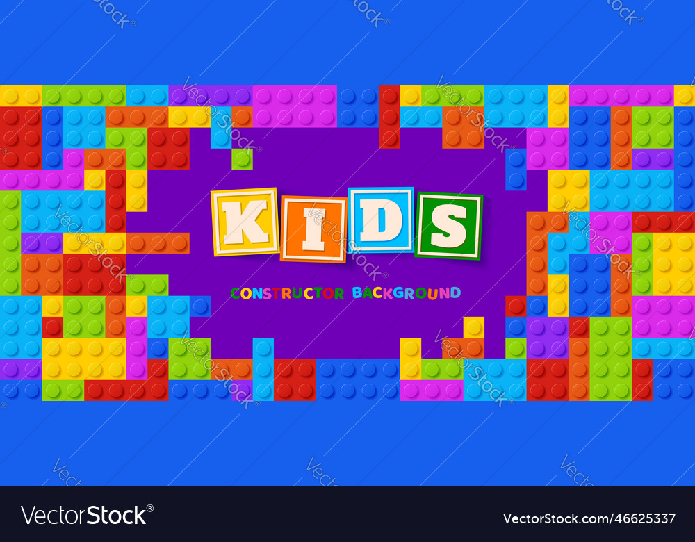 Kids zone background of brick blocks constructor Vector Image