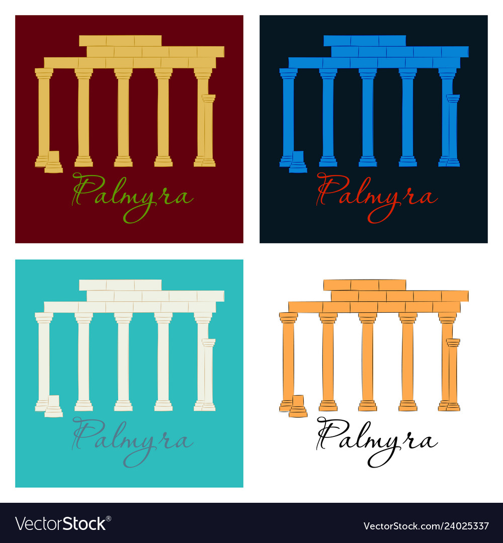 Palmyra in syria flat cartoon style historic