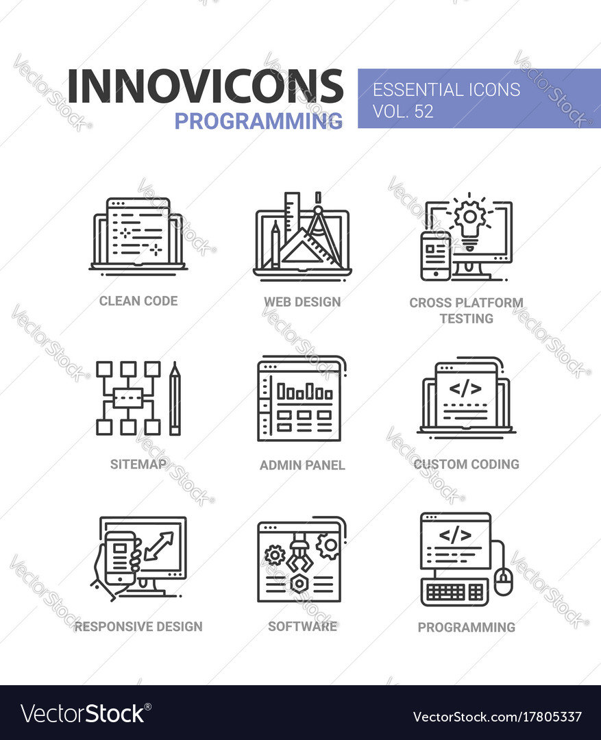Programming - modern line design icons set Vector Image