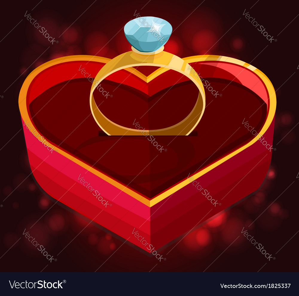 Red heart box with ring