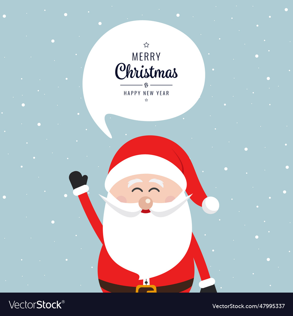 Santa claus merry christmas speech bubble snow