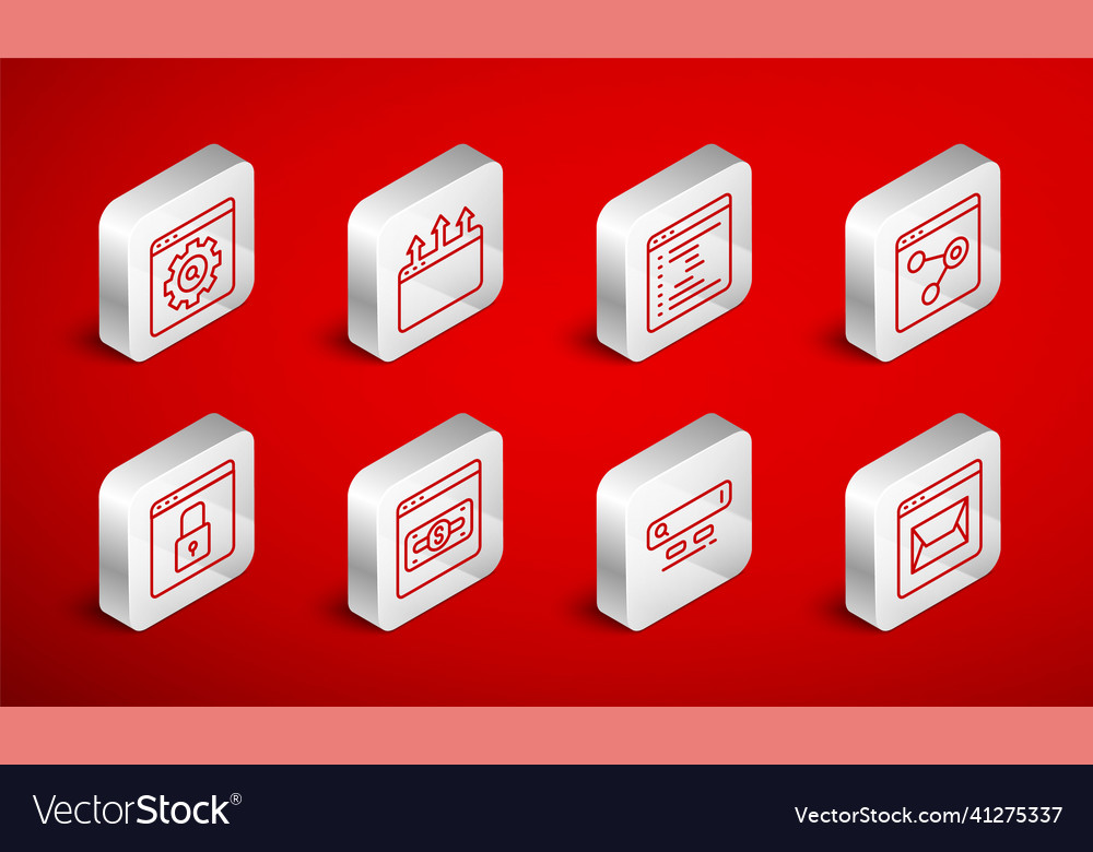 Set line website and mail browser window search vector image Set line website and mail browser window search