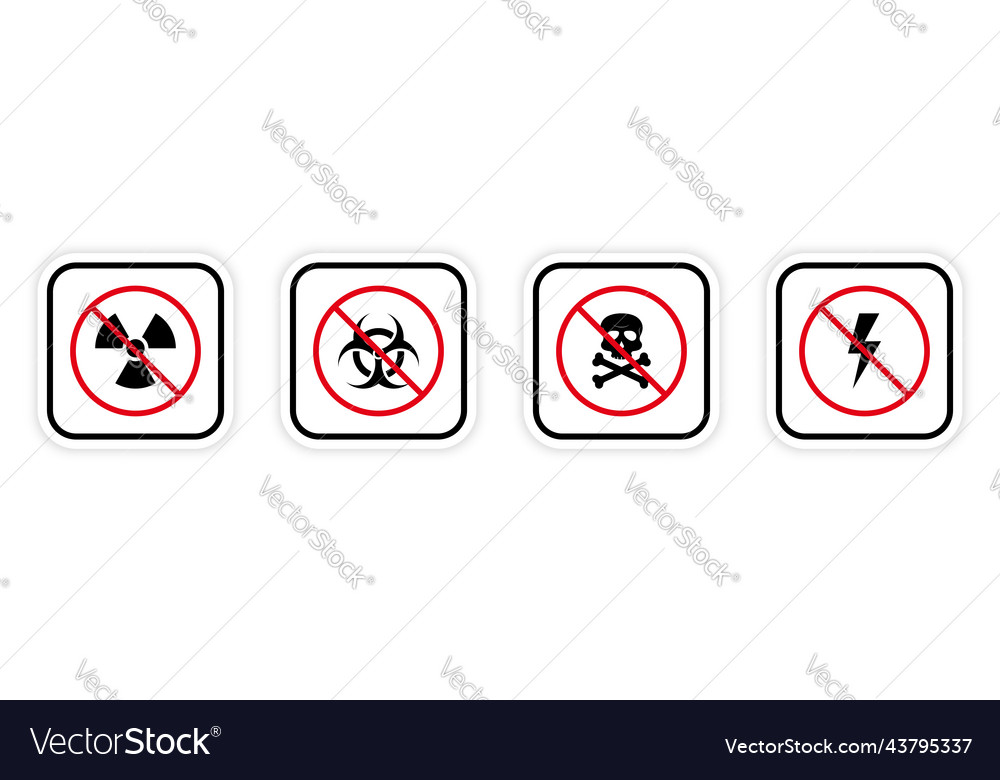 Toxic bio hazard waste forbid pictograph set Vector Image