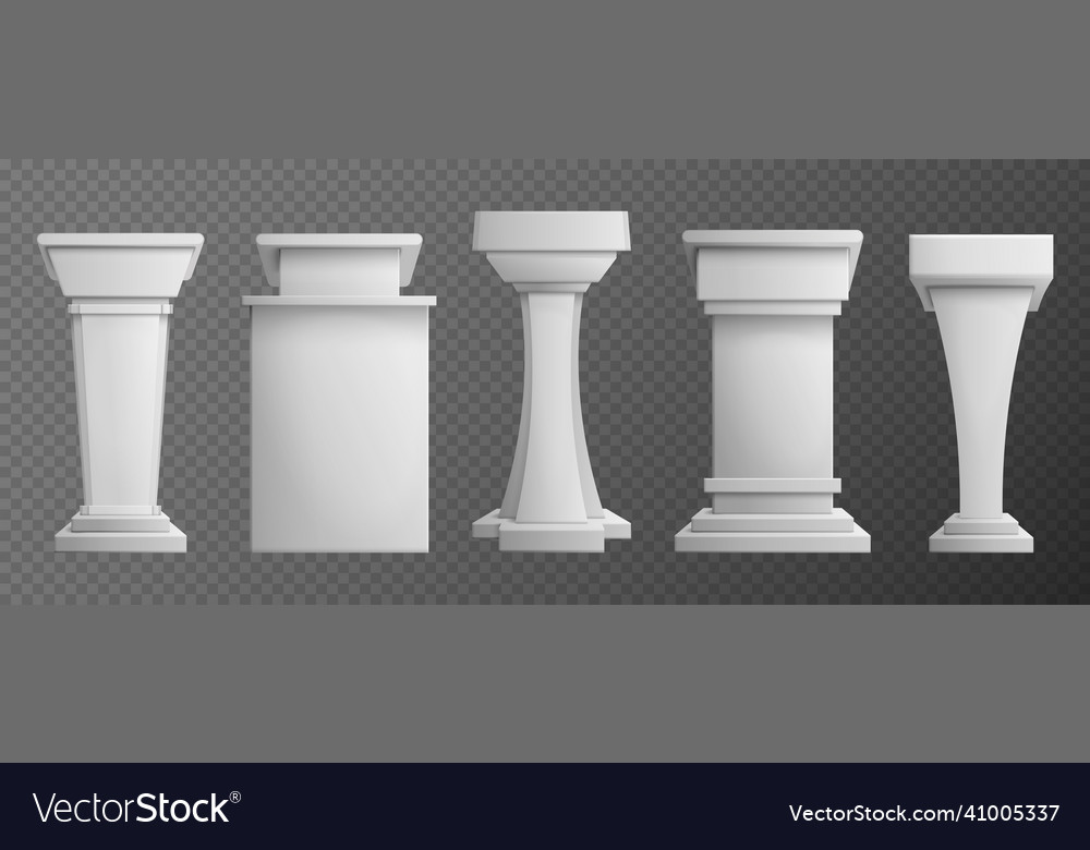 White realistic tribune transparent set Royalty Free Vector