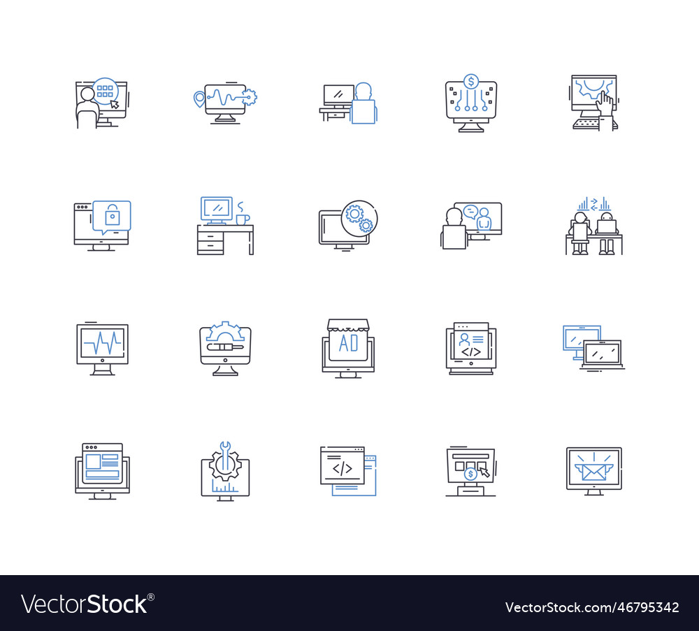 Artificial intelligence line icons collection