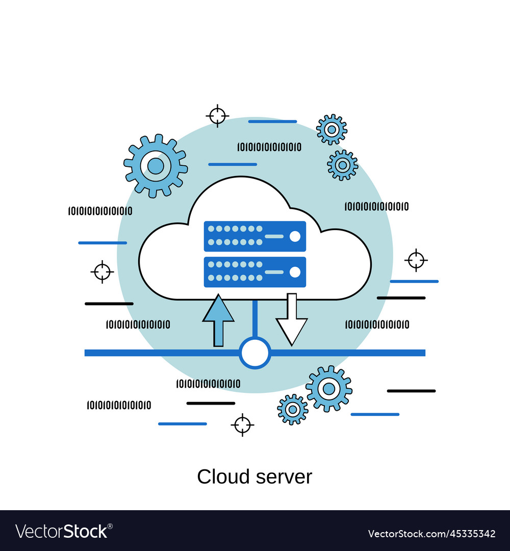 Cloud server data storage concept vector image Cloud server data storage concept