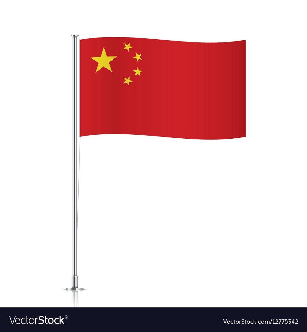 Flag of china waving on a metallic pole Royalty Free Vector