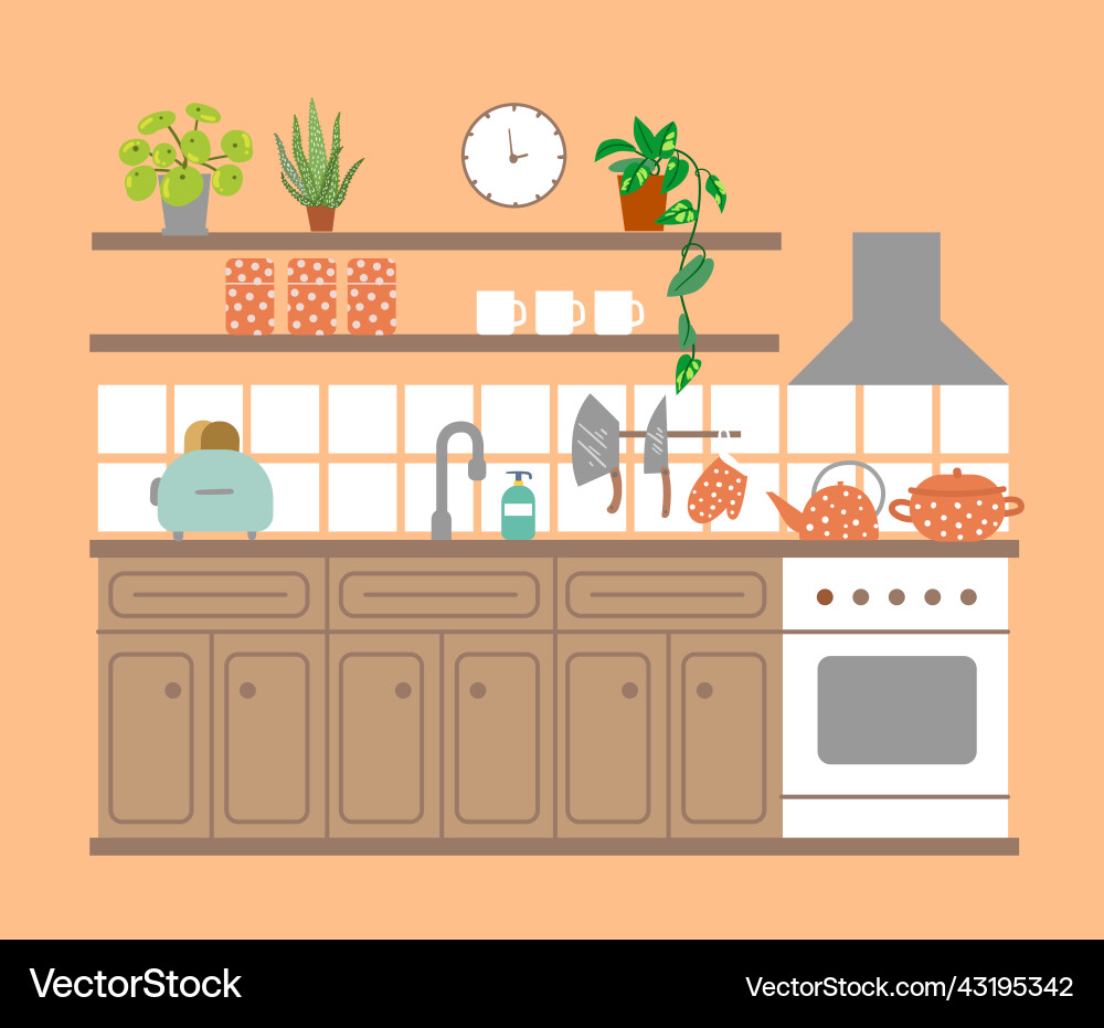 Kitchen interior beautiful Royalty Free Vector Image