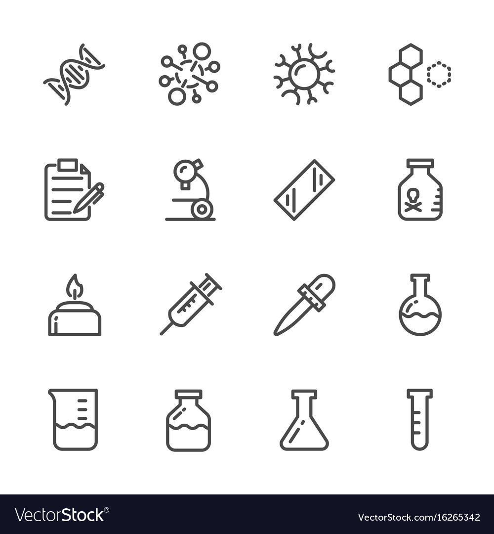Laboratory equipment icons set line icons Vector Image