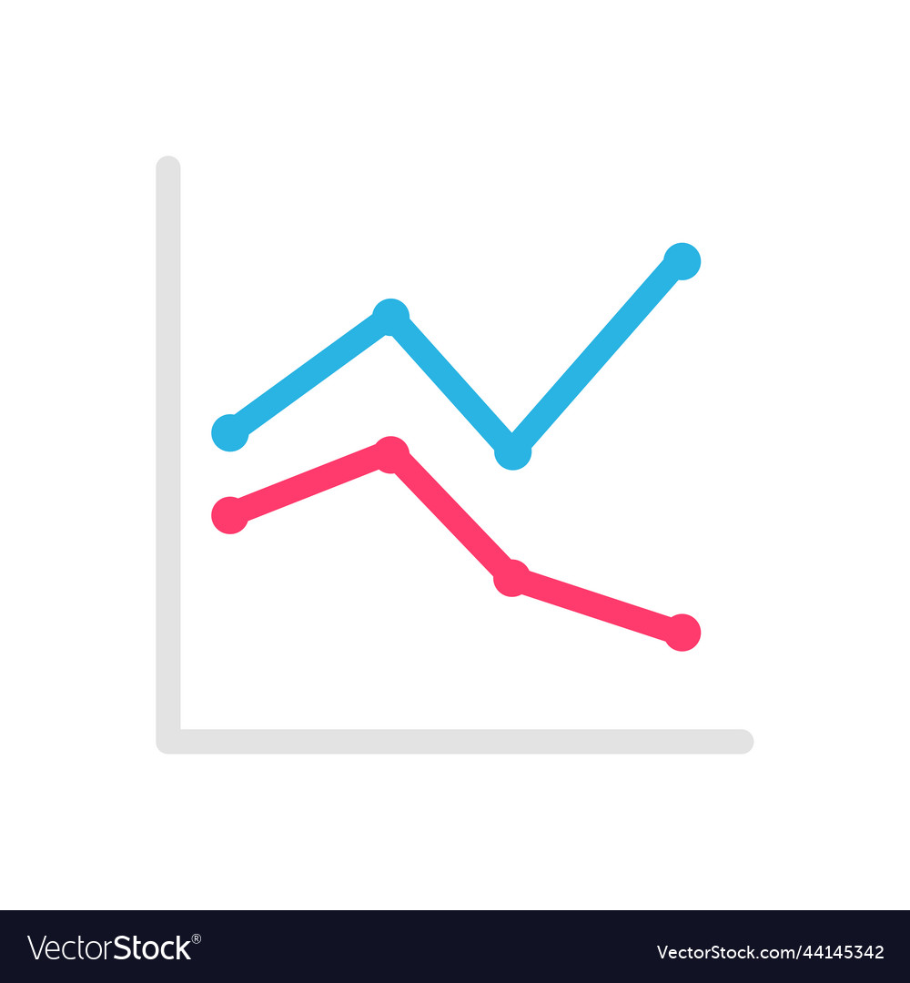 Line graph comparing business performance company vector image Line graph comparing business performance company
