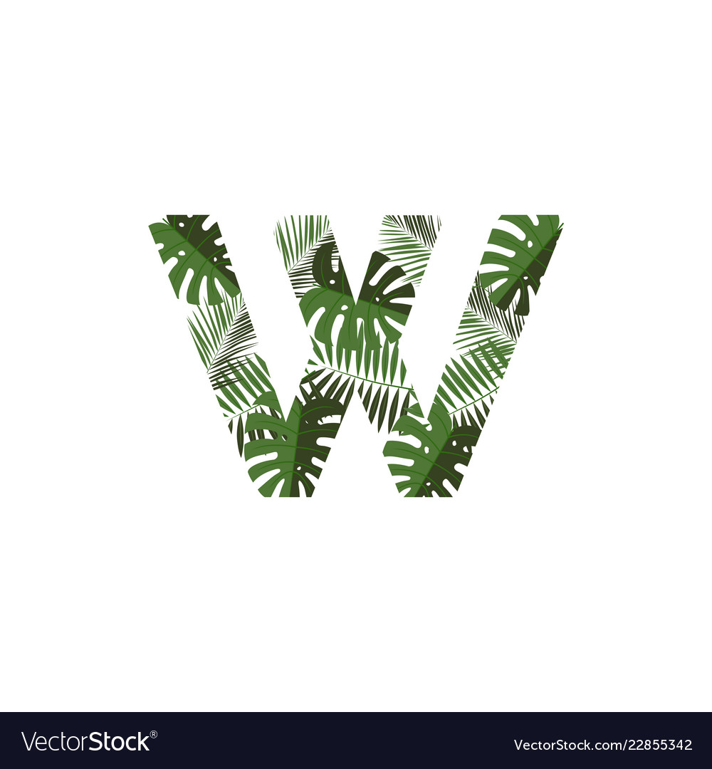 Logo letter w tropical leaves