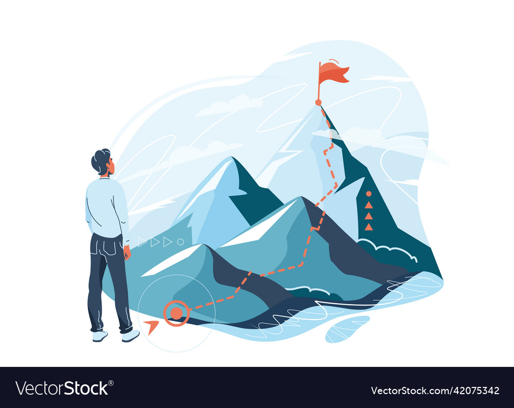 Path of person success on mountains background