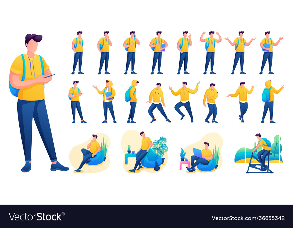 Presentation in various poses and actions vector image Presentation in various poses and actions