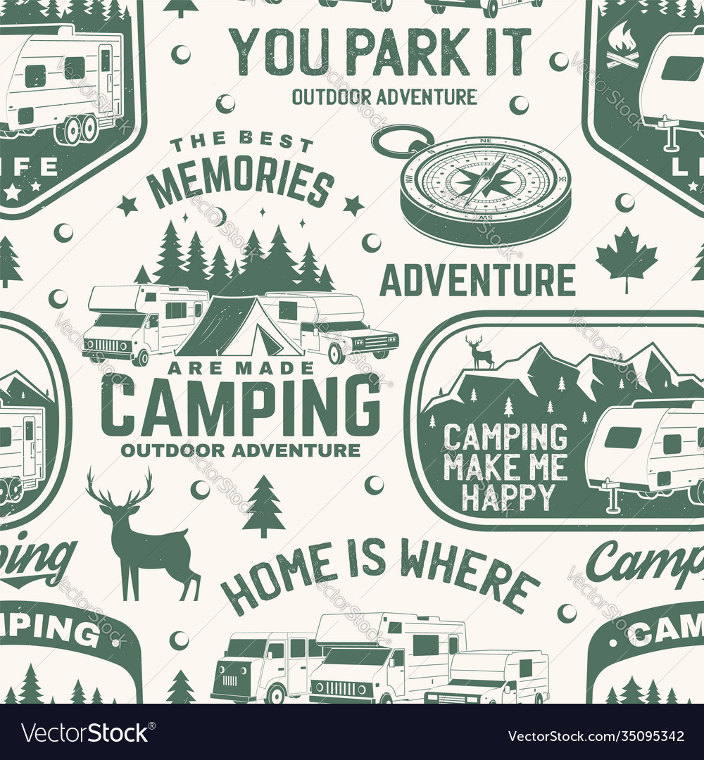 Set outdoor adventure seamless pattern Royalty Free Vector