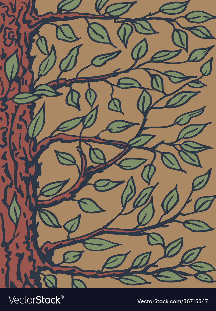 Background with a tree the trunk branches vector image Background with a tree the trunk branches