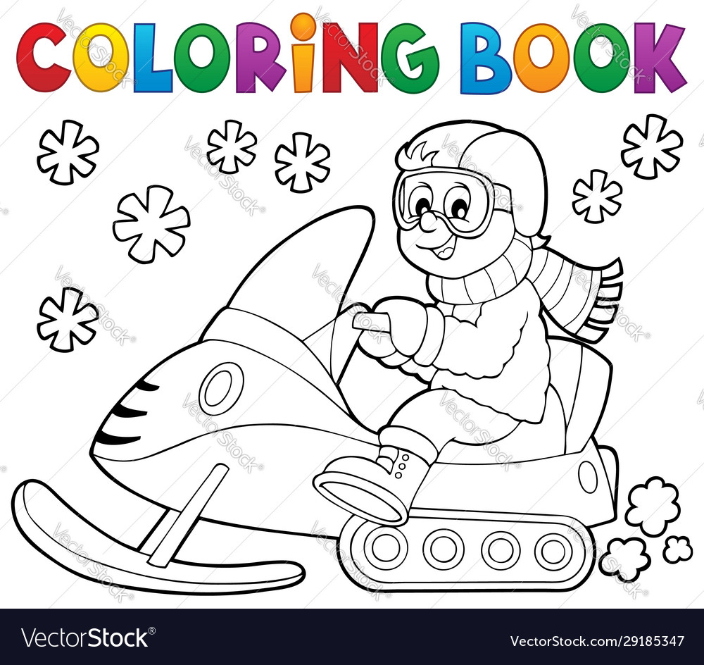 Снегоход раскраска для детей распечатать Coloring book snowmobile theme 1 Royalty Free Vector Image