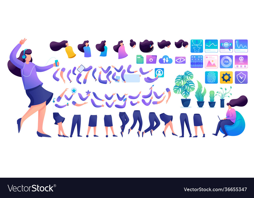 Constructor for creating a young girl n2 create vector image Constructor for creating a young girl n2 create