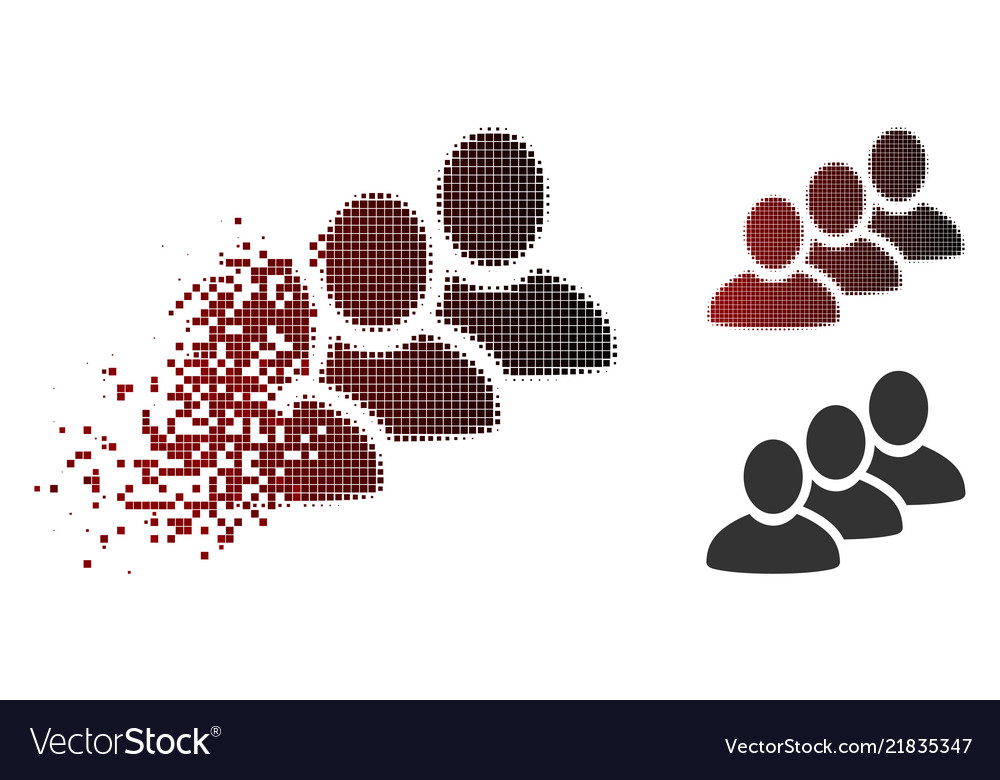 Dissolved pixelated halftone customer queue icon vector image Dissolved pixelated halftone customer queue icon