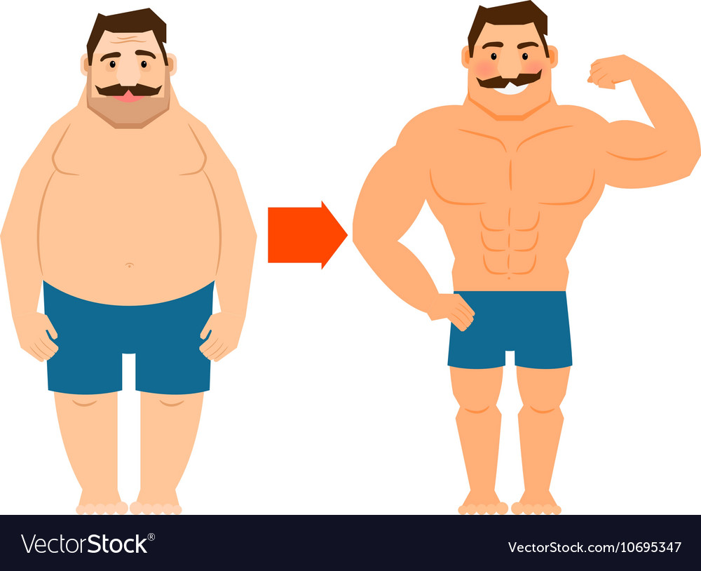 Fat and slim man with mustache