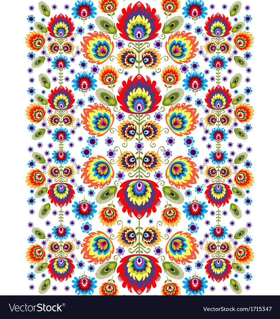 Folk Pattern With Flowers Three Royalty Free Vector Image