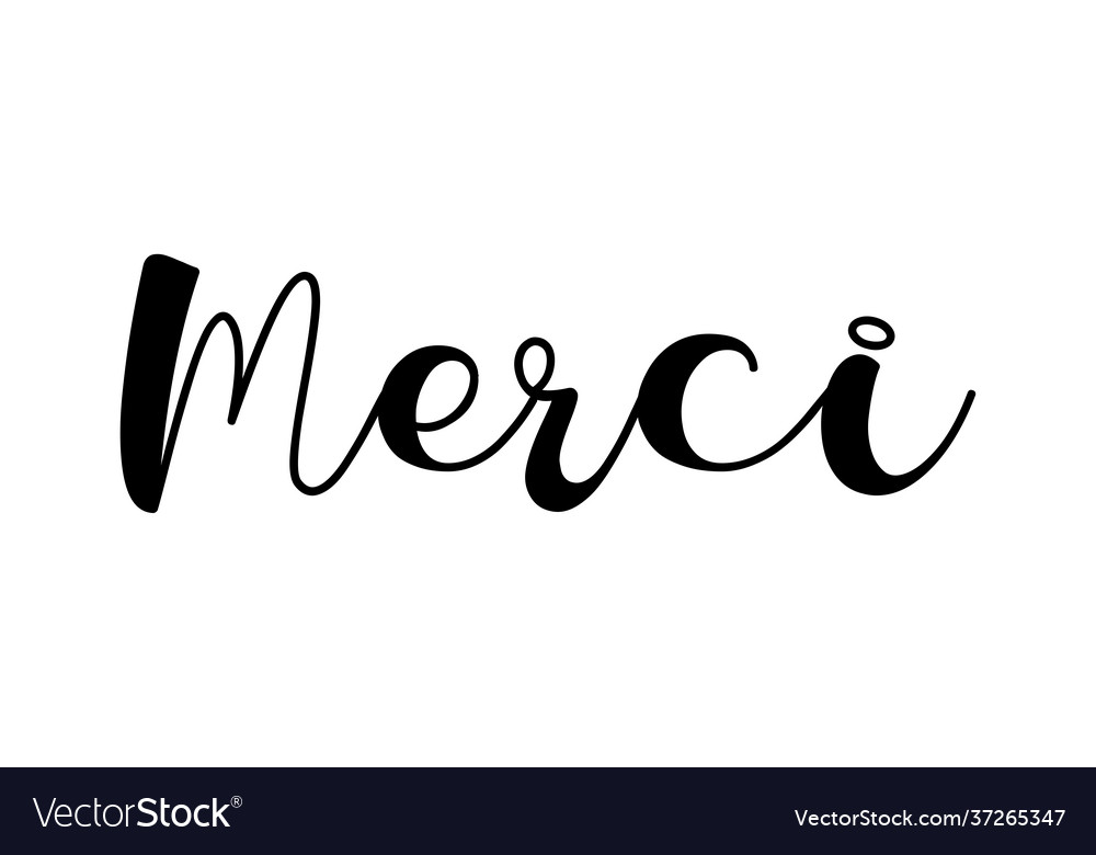 Hand sketched merci quote in french as logo Vector Image