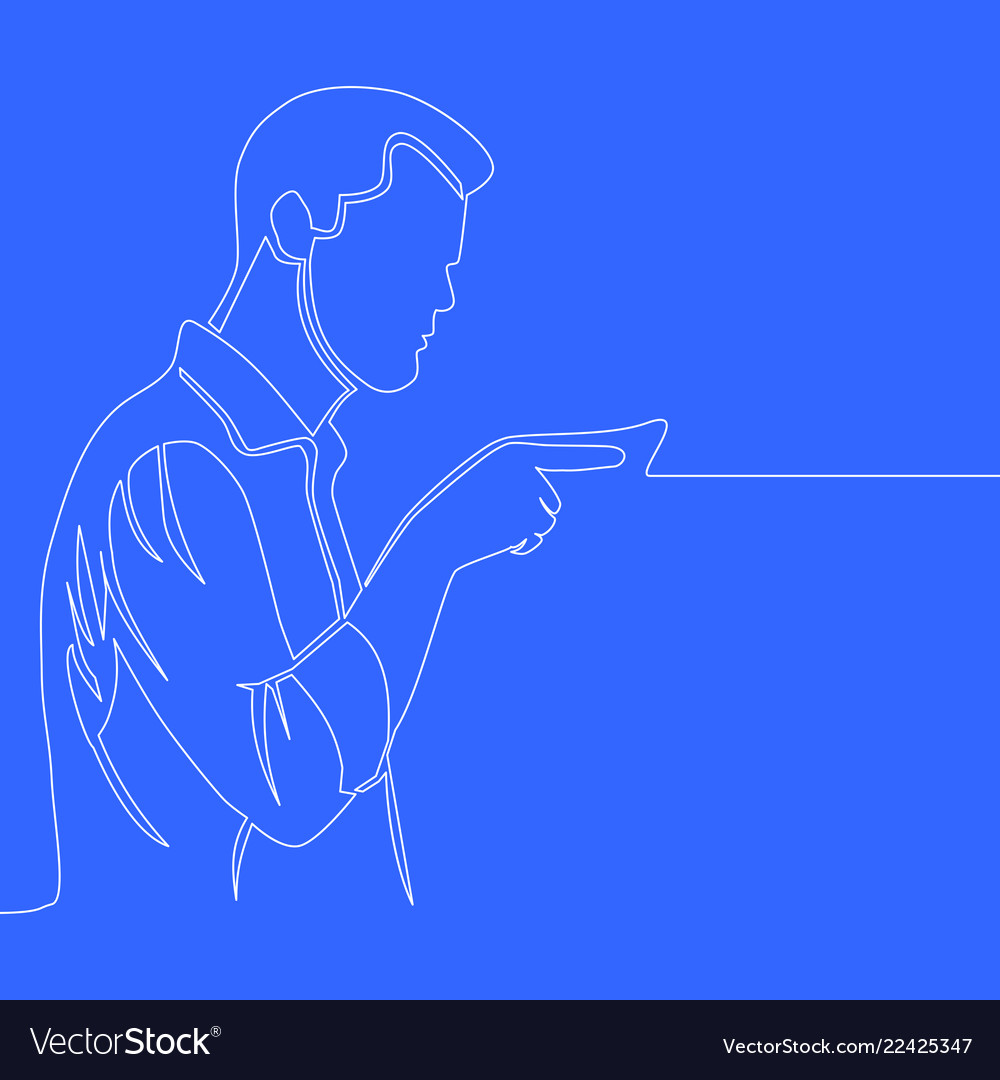 Man showing direction single line drawing vector image Man showing direction single line drawing