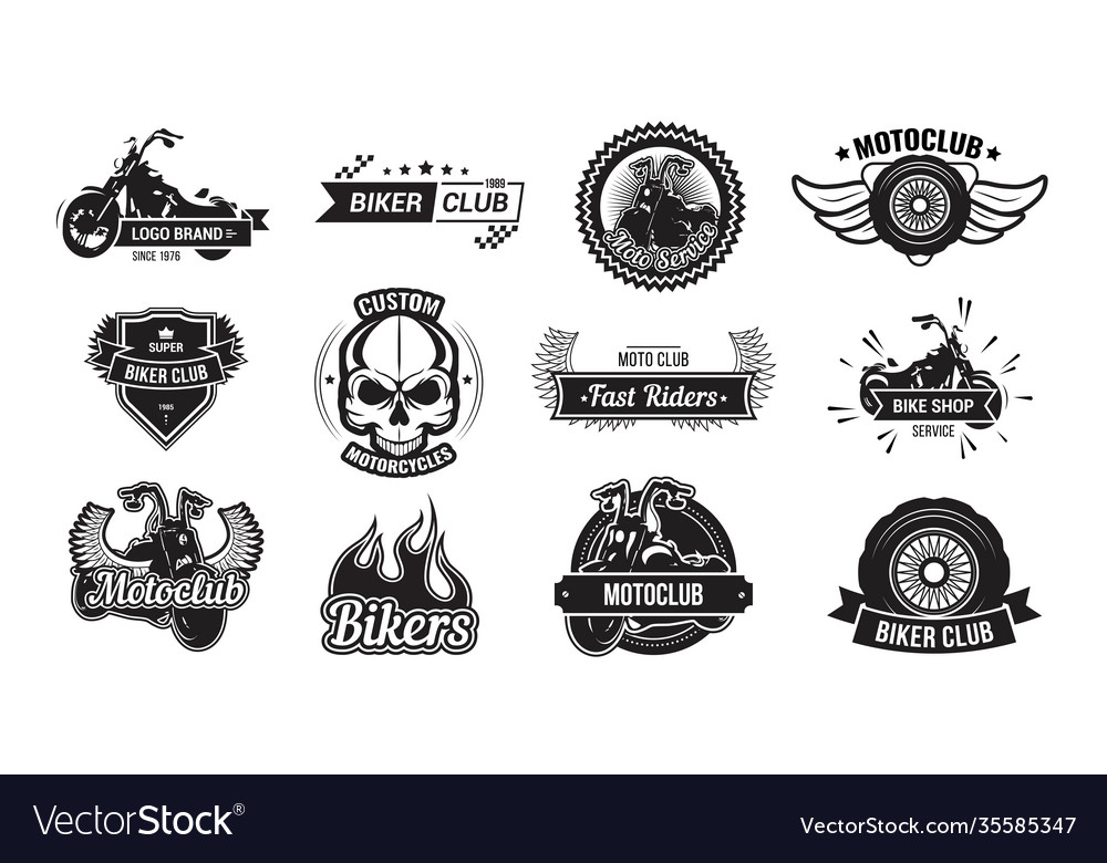 Motorcycle riders club emblem set Royalty Free Vector Image