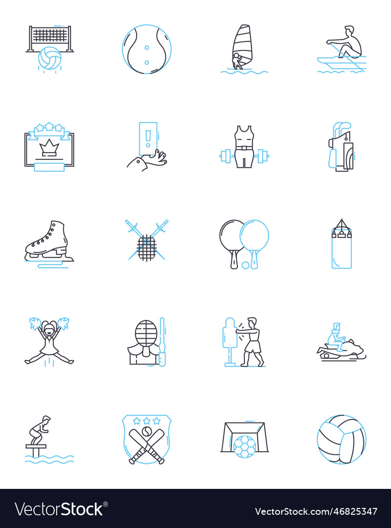 Relaxation linear icons set serenity tranquility Vector Image