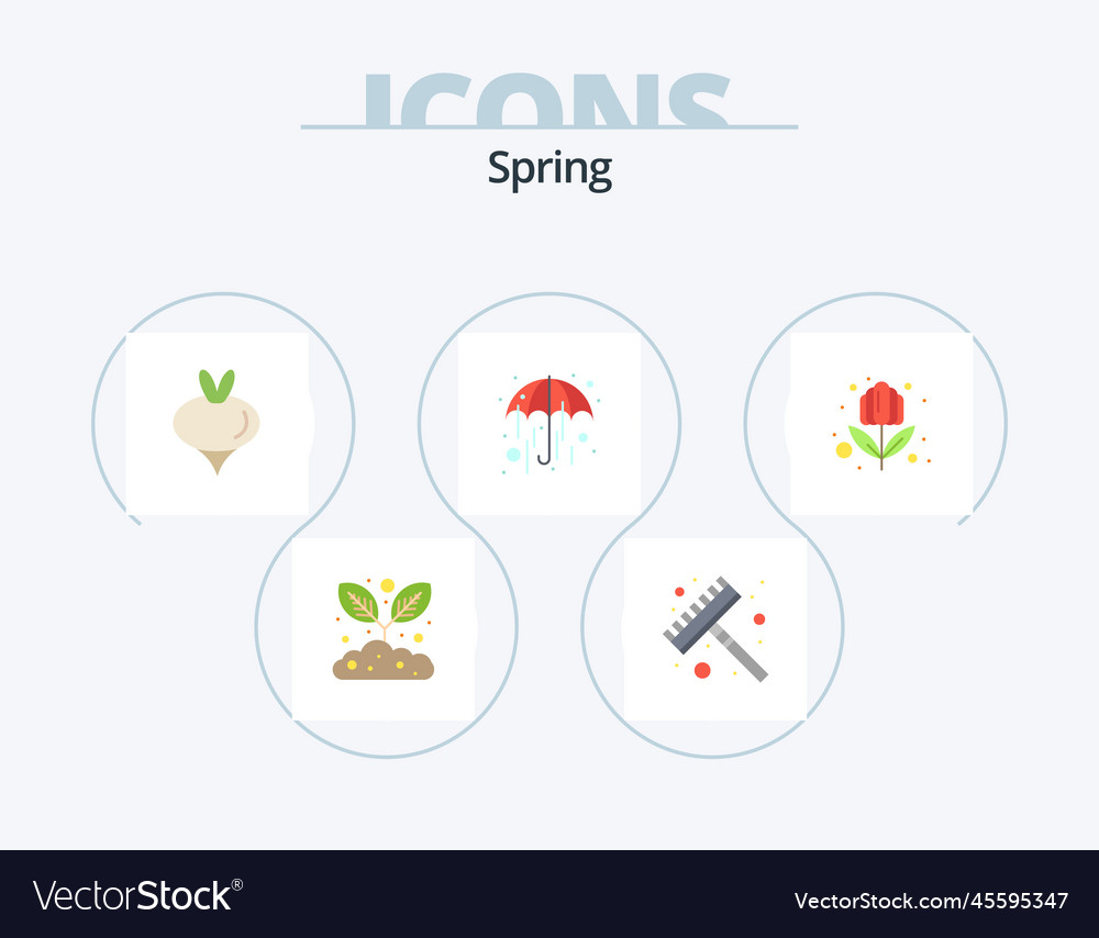 Spring flat icon pack 5 icon design summer Vector Image