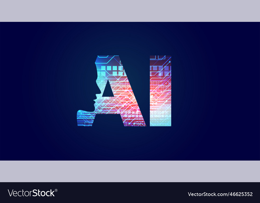Artificial intelligence concept design with face