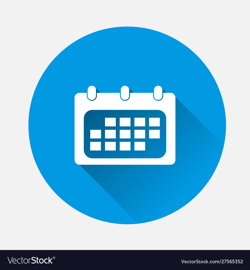 Calendar icon on blue background flat image vector image Calendar icon on blue background flat image