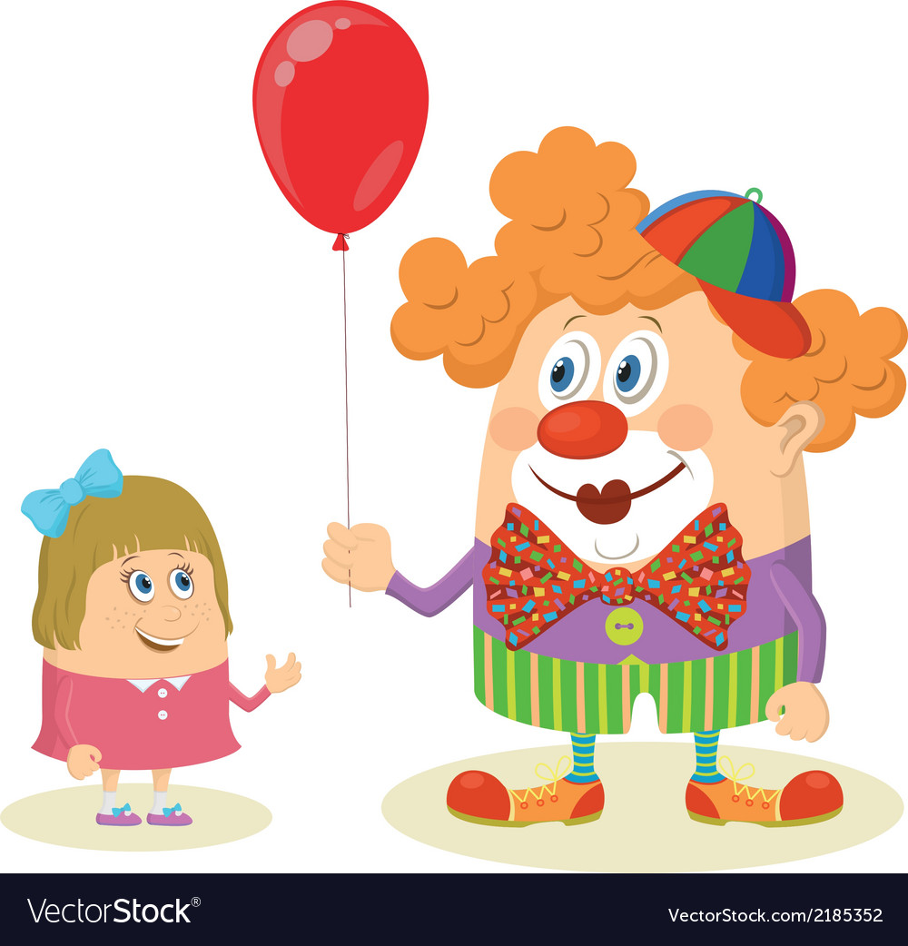 Zirkus Clown mit Ballon und Mädchen