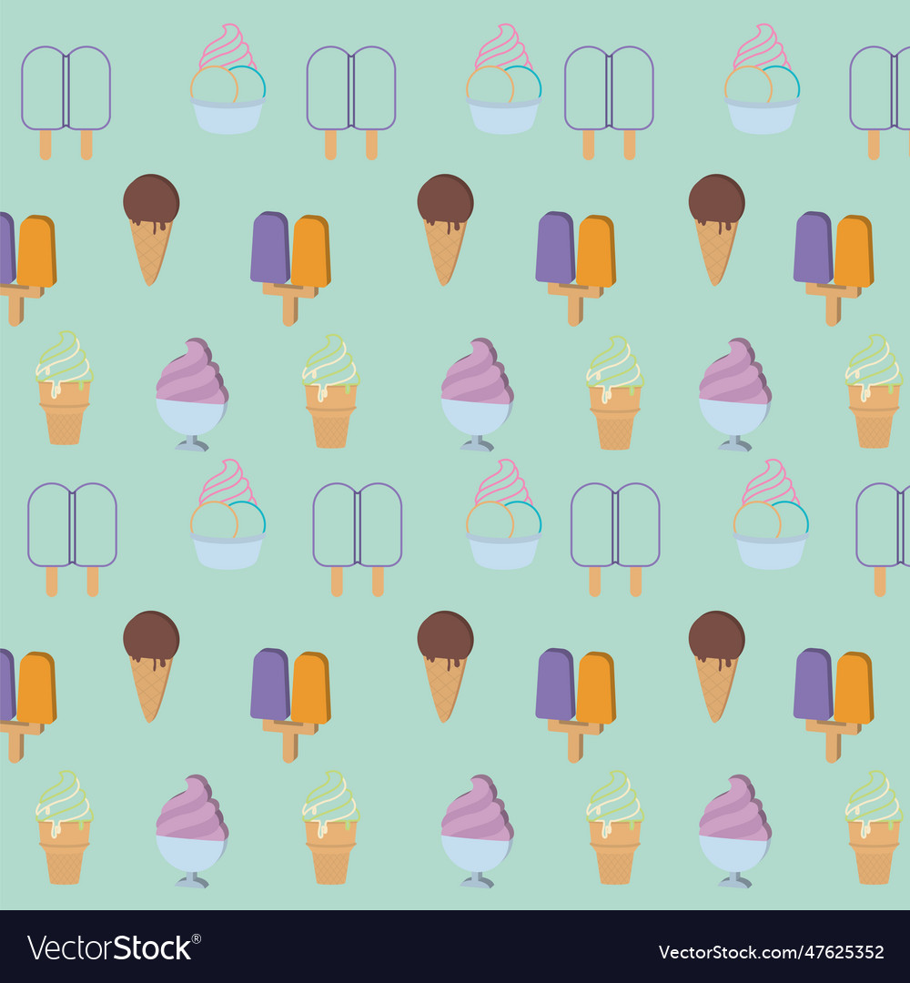 Colored seamless pattern background with ice cream