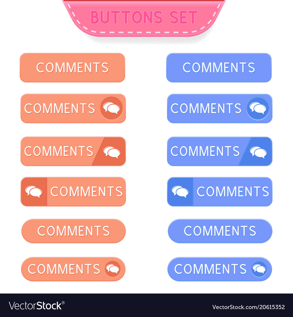Comments buttons set collection of web