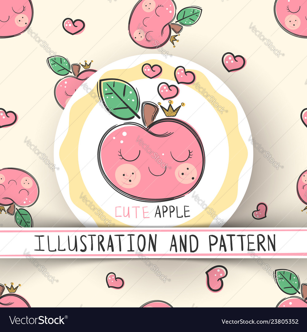 Cute apple - seamless texture pattern