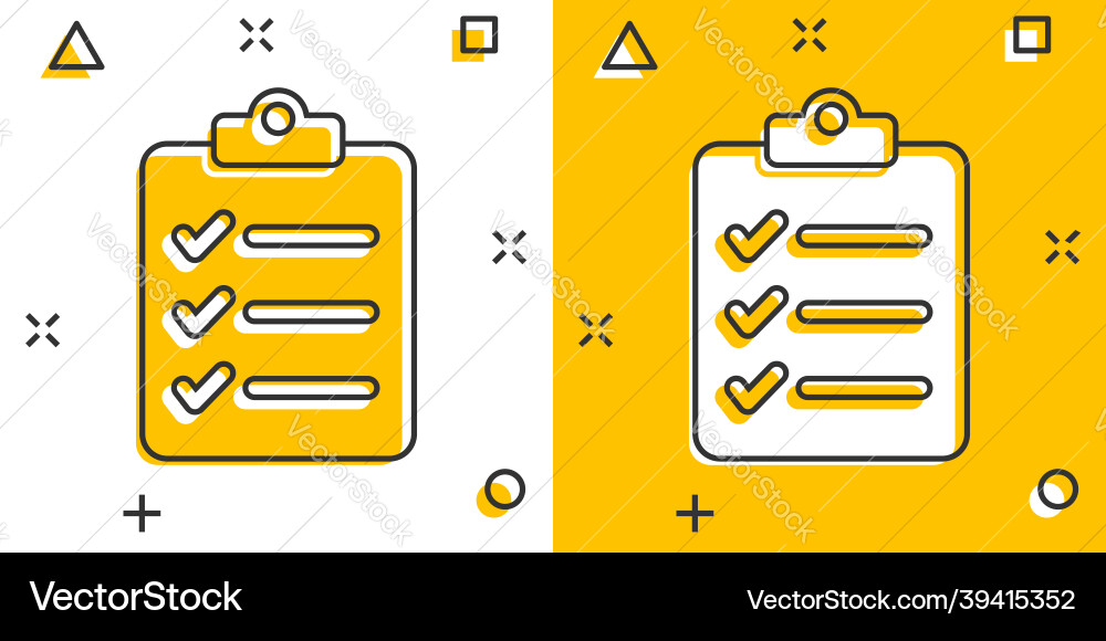 Document checklist icon in comic style report Vector Image