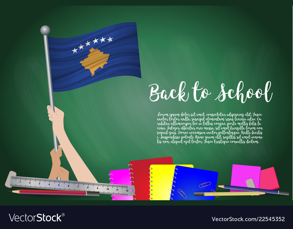 Flag of kosovo on black chalkboard background