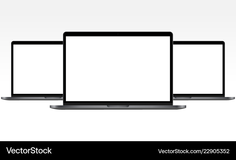 Laptops with blank screens Royalty Free Vector Image